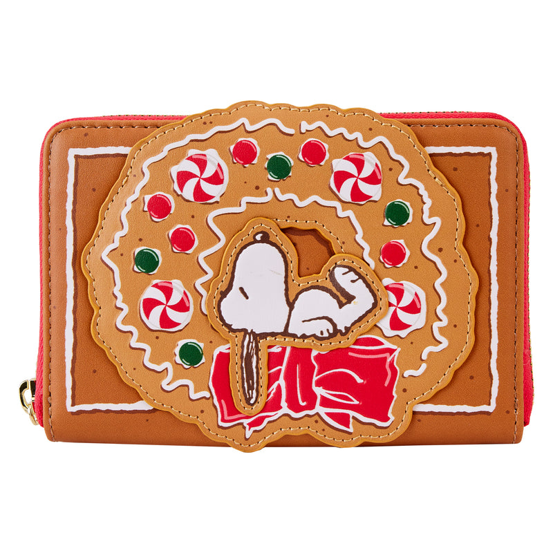 Peanuts | Snoopy Gingerbread Wreath Zip Around Wallet