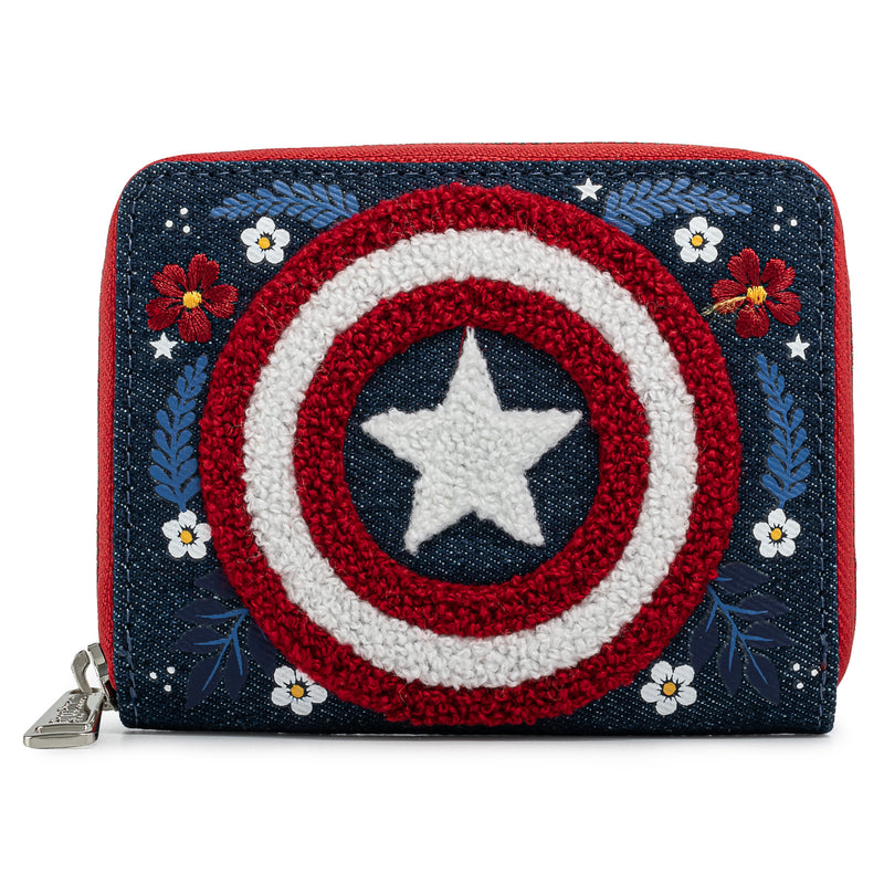 Marvel | Captain America 80th Anniversary Floral Shield Zip Around Wallet