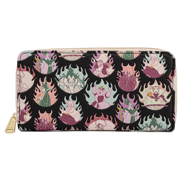 Disney | Villains Pastel Flames All Over Print Zip Around Wallet