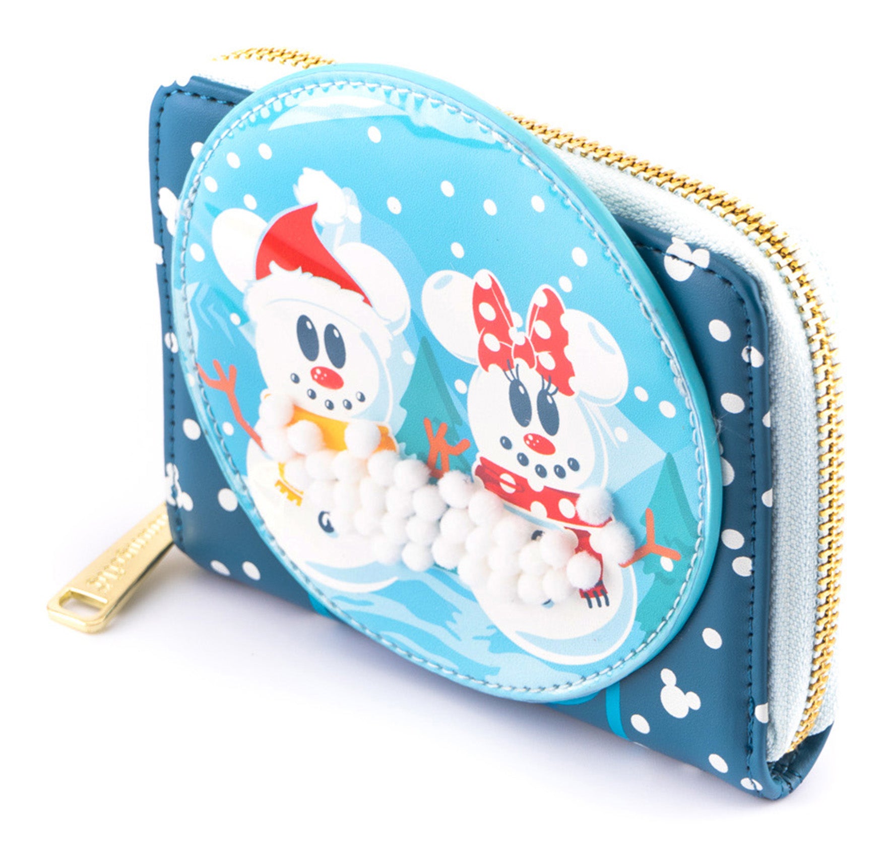 Disney | Snowman Mickey Minnie Snow Globe Zip Around Wallet