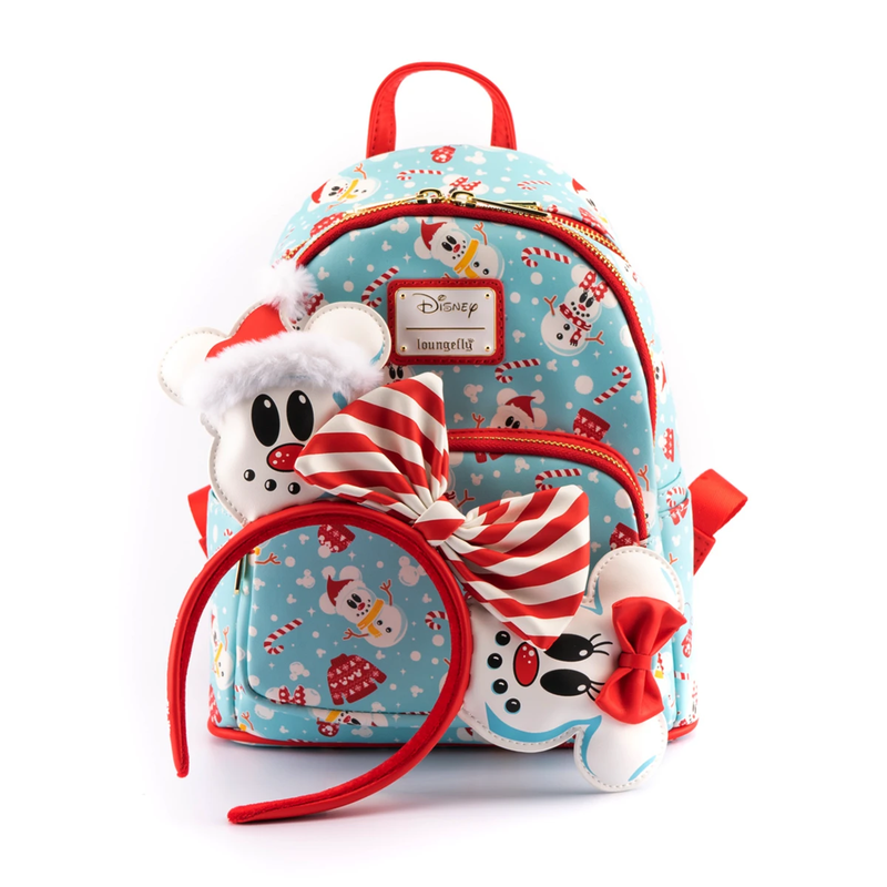 Disney | Mickey Minnie Snowman All Over Print Mini Backpack and Headband Set