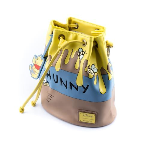 Disney Mini Bucket Bag Cute Cartoon Winnie the Pooh PU Female Summer Pooh  Honey Pot Round Box Bag Crossbody Shoulder Bucket Bags
